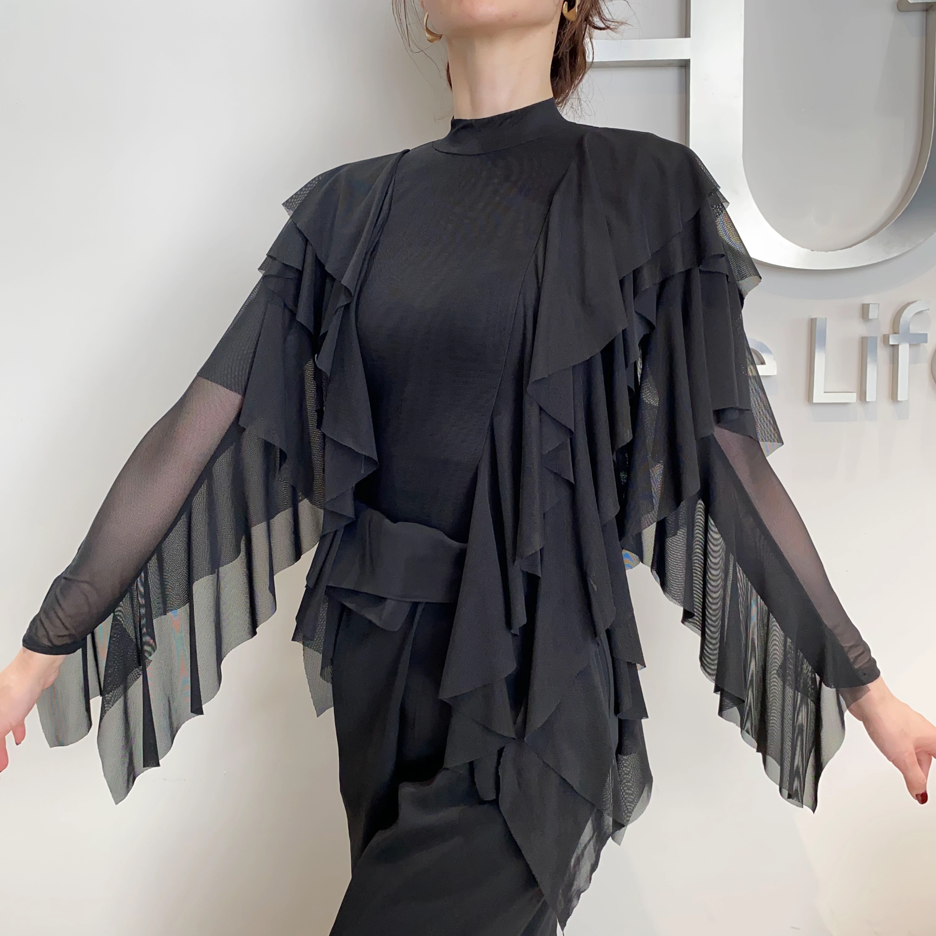 GR1192中领荷叶飘连体上衣摩登舞国标舞