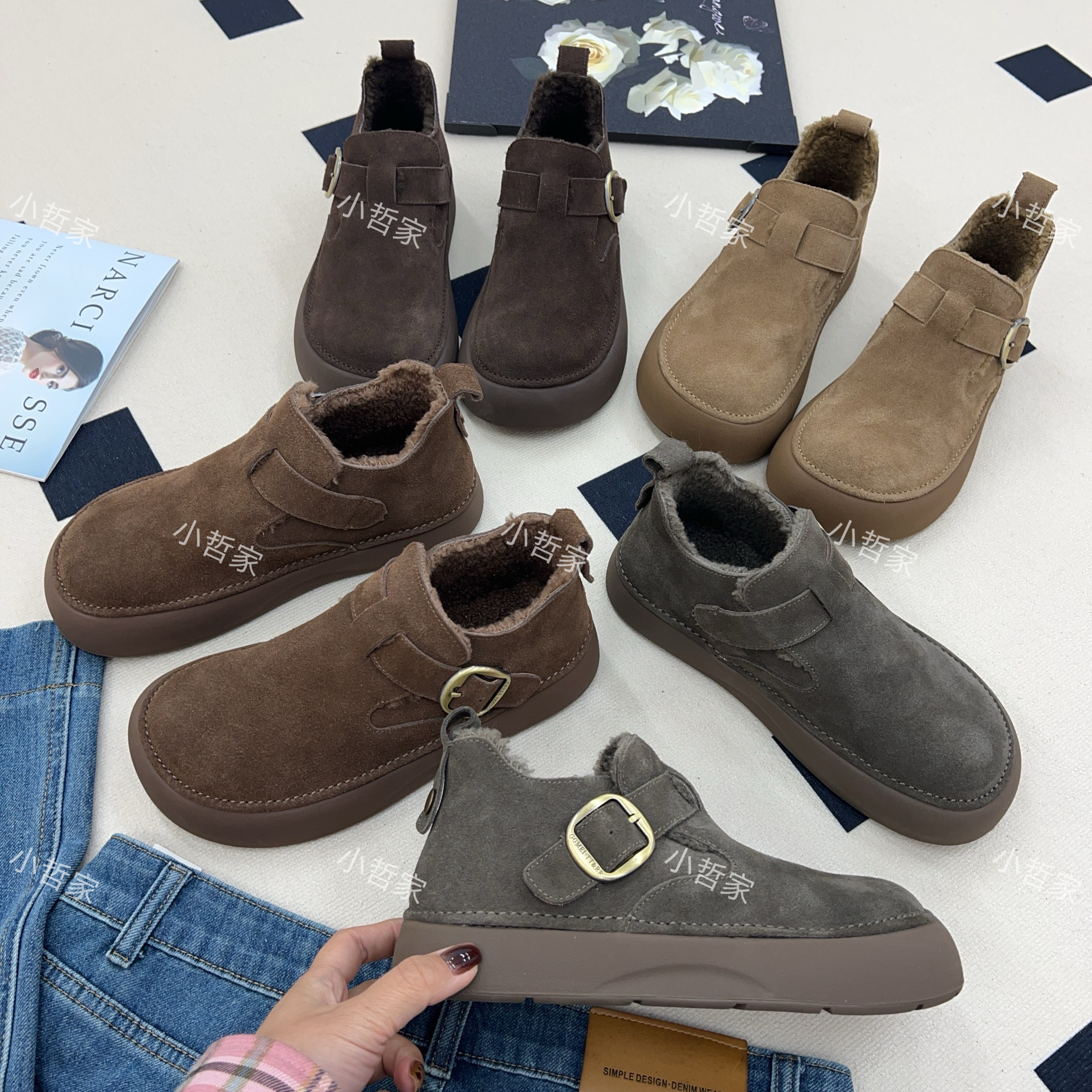 【大棉】秋冬深口丁字式圆头时尚休闲鞋百搭休闲保暖勃肯鞋28628