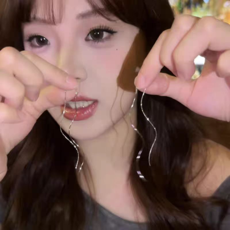 925银针波浪流苏耳线女爆款小众气质款耳坠百搭耳环时尚气质耳饰