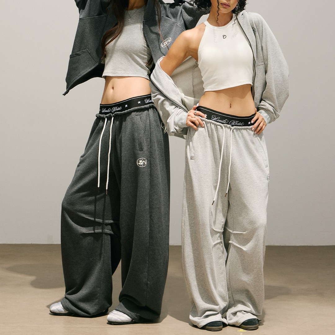 SMILEDDD【双腰裤】连帽卫衣运动套装宽松显瘦低腰卫裤百搭跳舞裤子