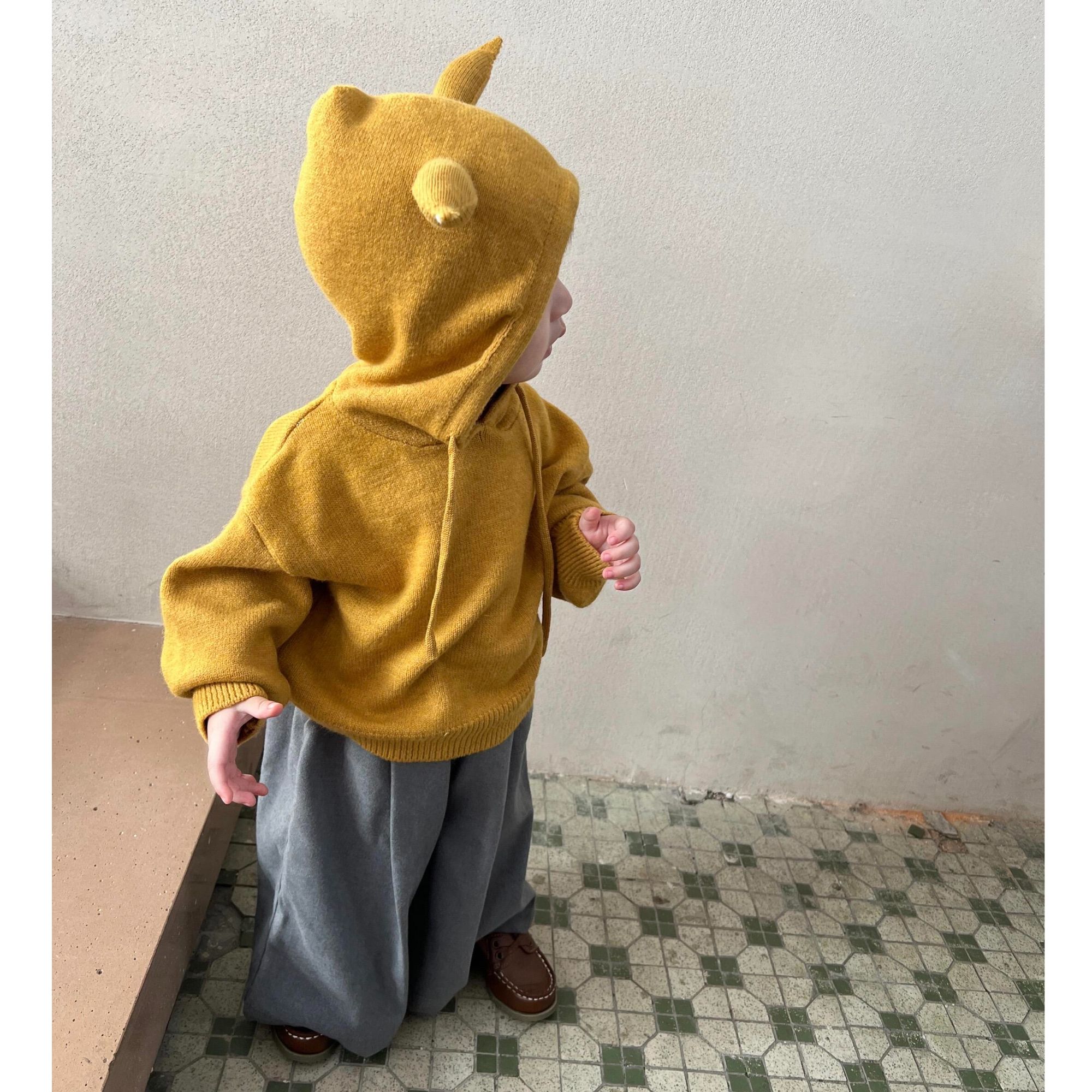 现货2025冬季新款韩版女童小黄帽皮卡丘毛衣呢子阔腿裤套装