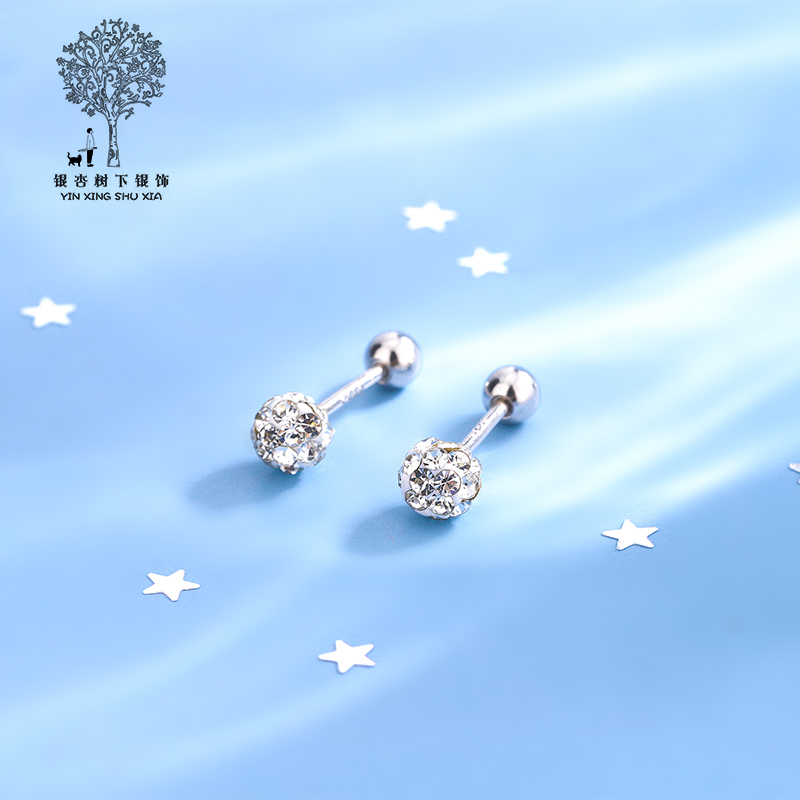 足银耳饰 耳饰韩版精致女小众耳环甜美单钻耳钉通用养耳洞日韩
