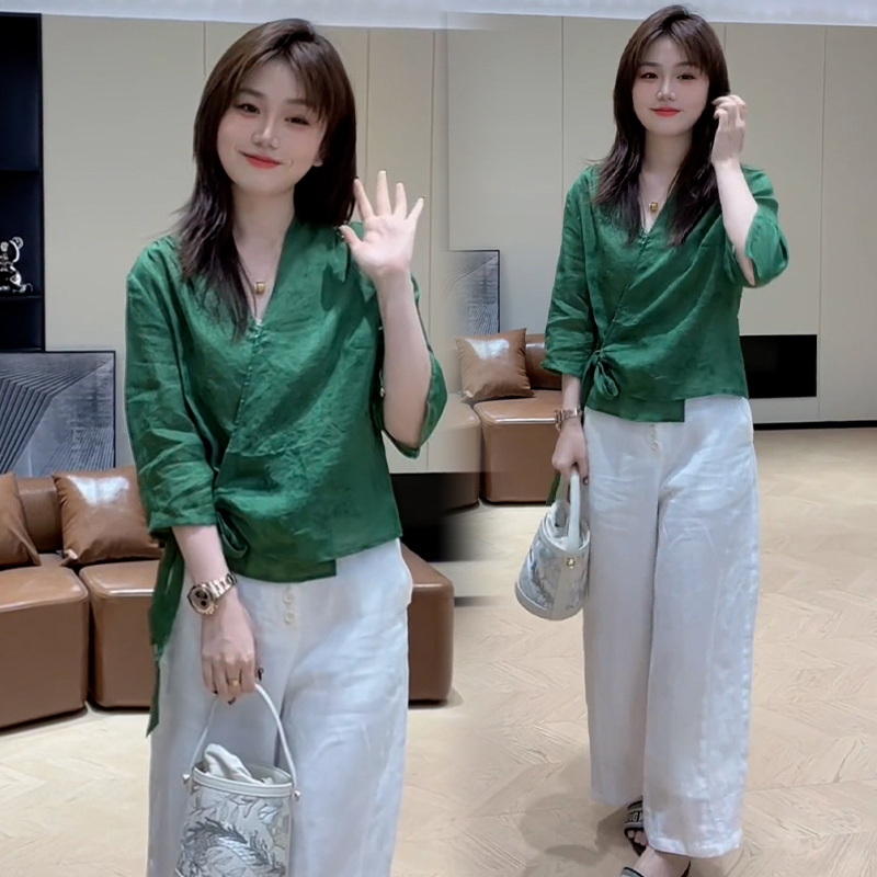 法式设计感百搭五分袖衬衫女士2025年夏季新款慵懒风休闲遮肉上衣