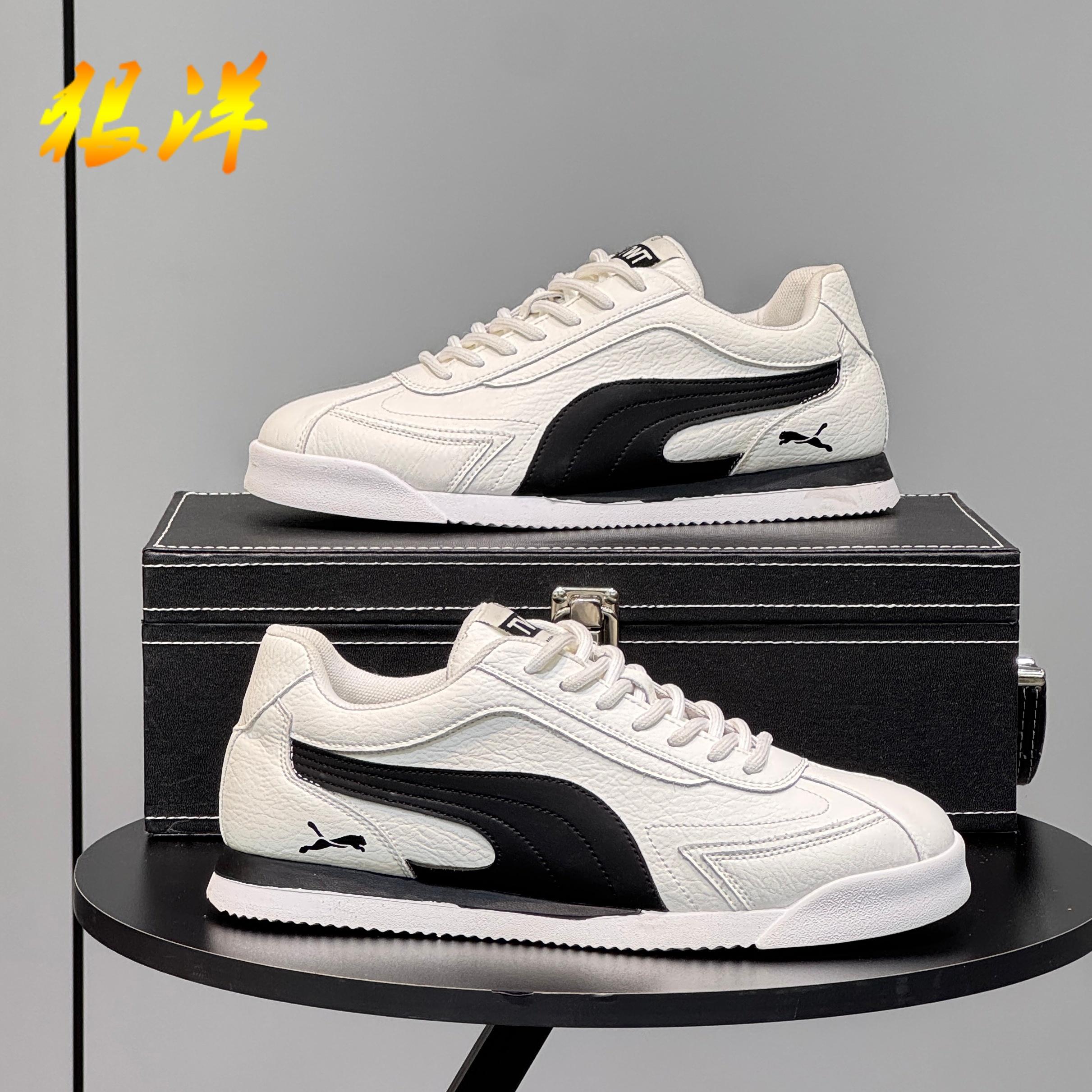 狠洋阿甘男鞋2025年新款透气潮鞋时尚软底百搭男士休闲运动德训鞋