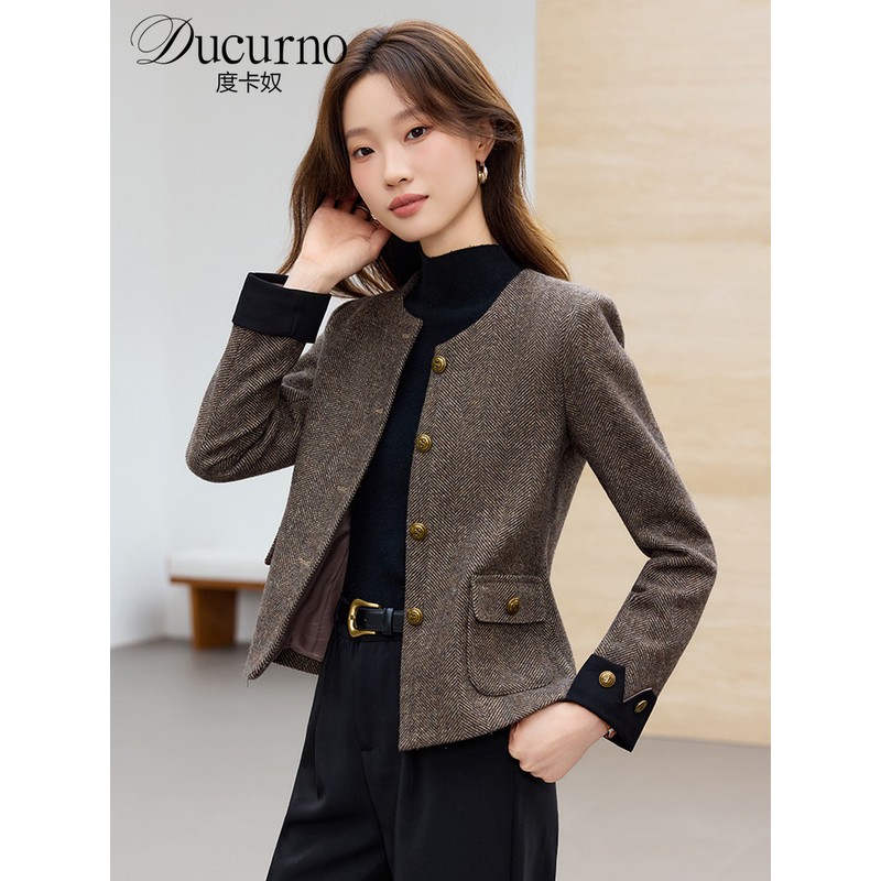 时尚简约外套女2025年秋季新款小个子名媛高级感圆领长袖百搭上衣