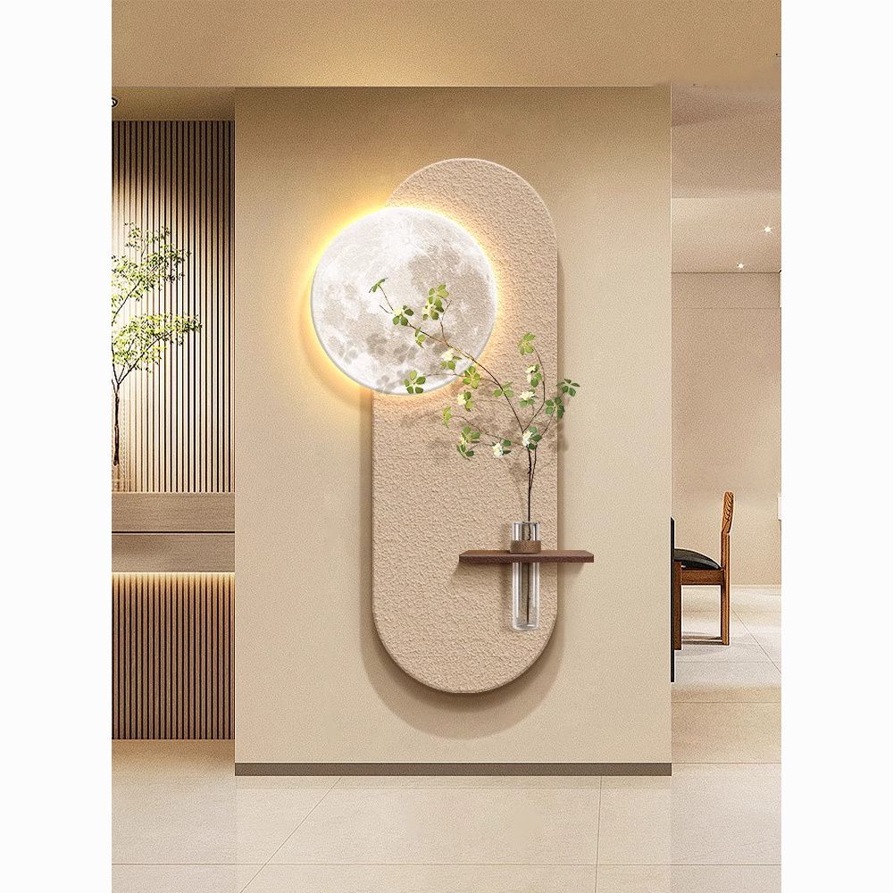 奶油风水培绿植入户玄关装饰画氛围灯走廊台球过道墙面挂画客厅画