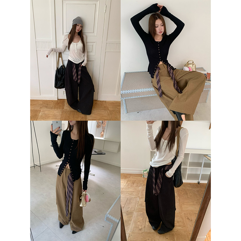 番茄妹妹Tomatosister慵懒风美式工装百搭复古阔腿宽松长裤辣妹女