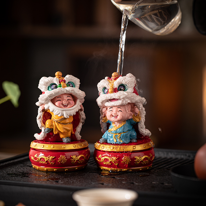 国潮舞狮小和尚变色茶宠摆件创意个性可养茶玩茶具配件茶台装饰品