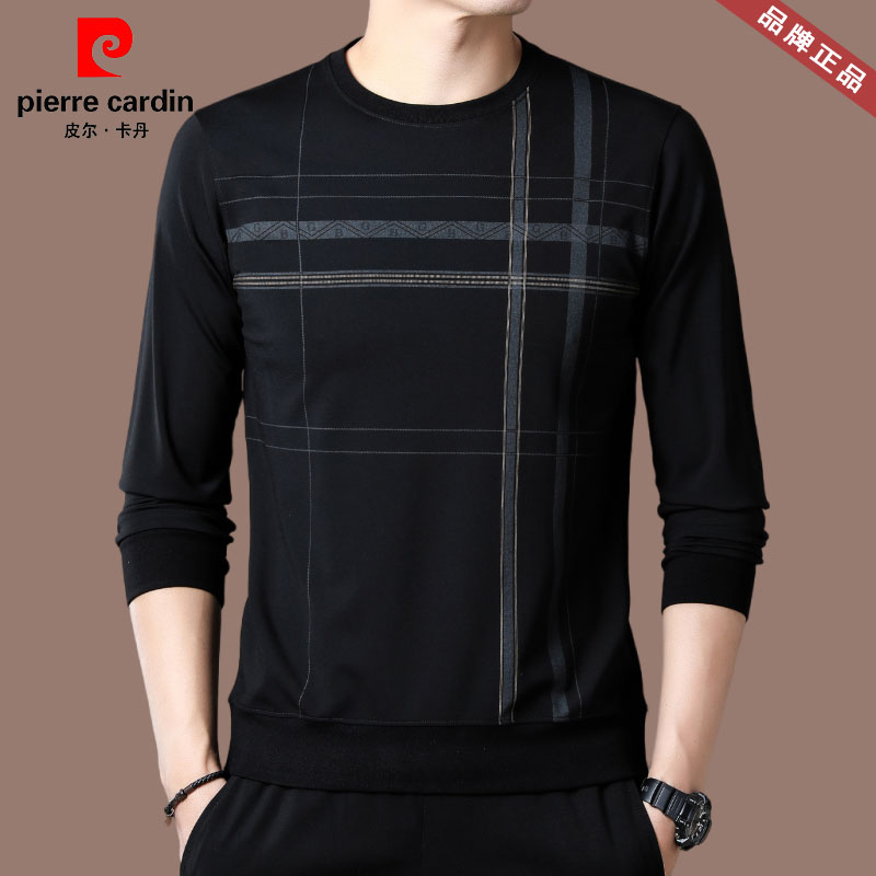 皮尔卡丹潮流大牌正品秋季男上衣高档长袖中青年圆领卫衣轻奢男装