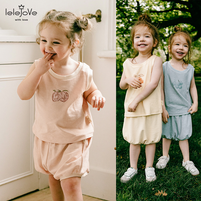 【lelejove】北欧风夏背心短裤可爱提花柔软毛巾料工字背心4AU32313