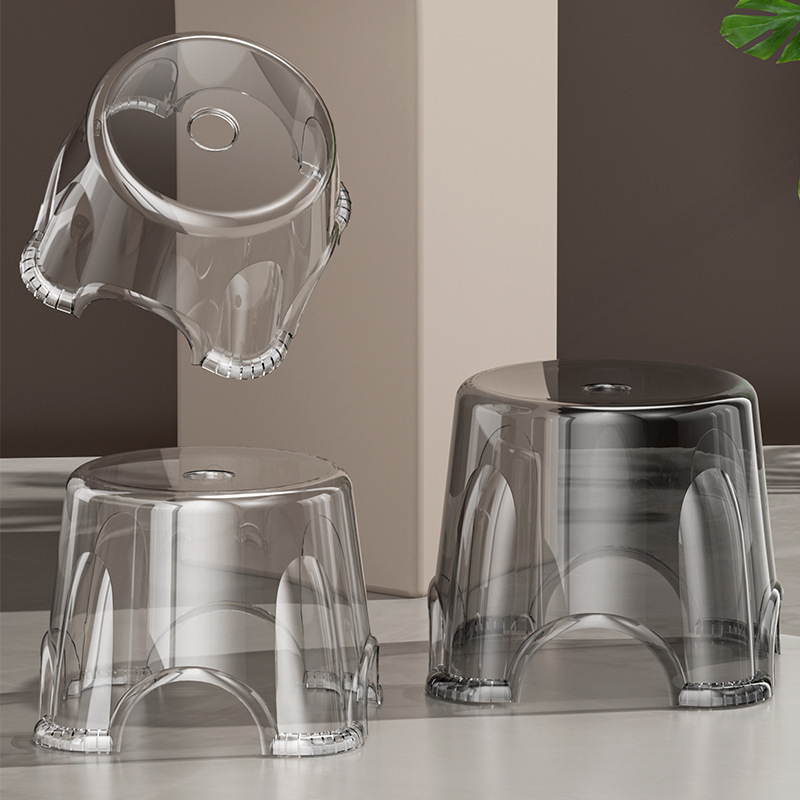 亚克力透明小凳子家用矮凳客厅茶几儿童圆凳加厚小型椅子塑料板凳