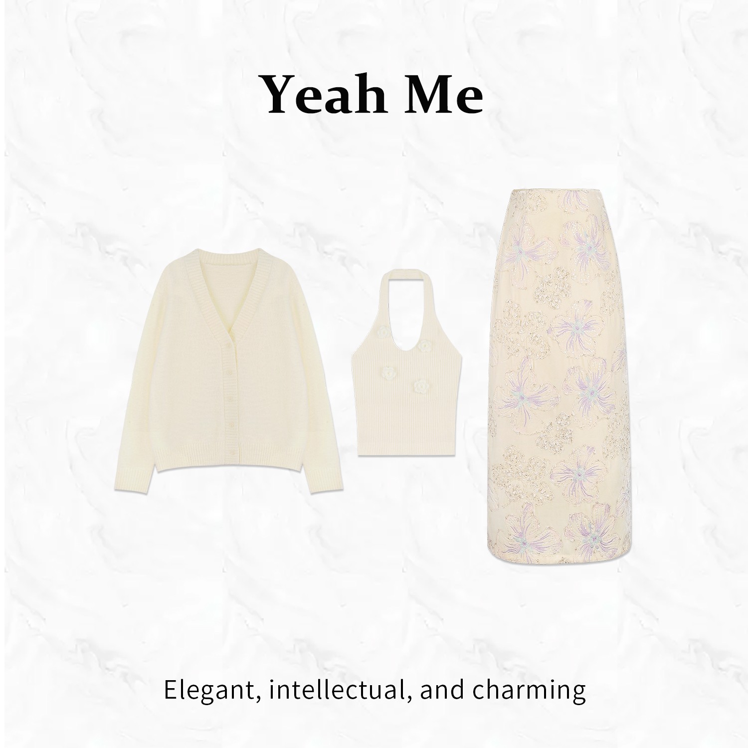 Yeah Me/也觅【桂兰花丛】冬季新中式高级感刺绣百搭半身裙套装女装