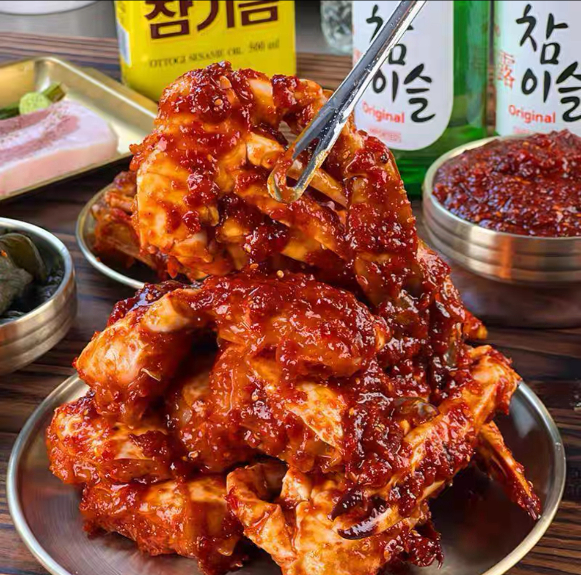 韩式生腌酱蟹500克/桶 韩式辣酱蟹 顺丰冷链