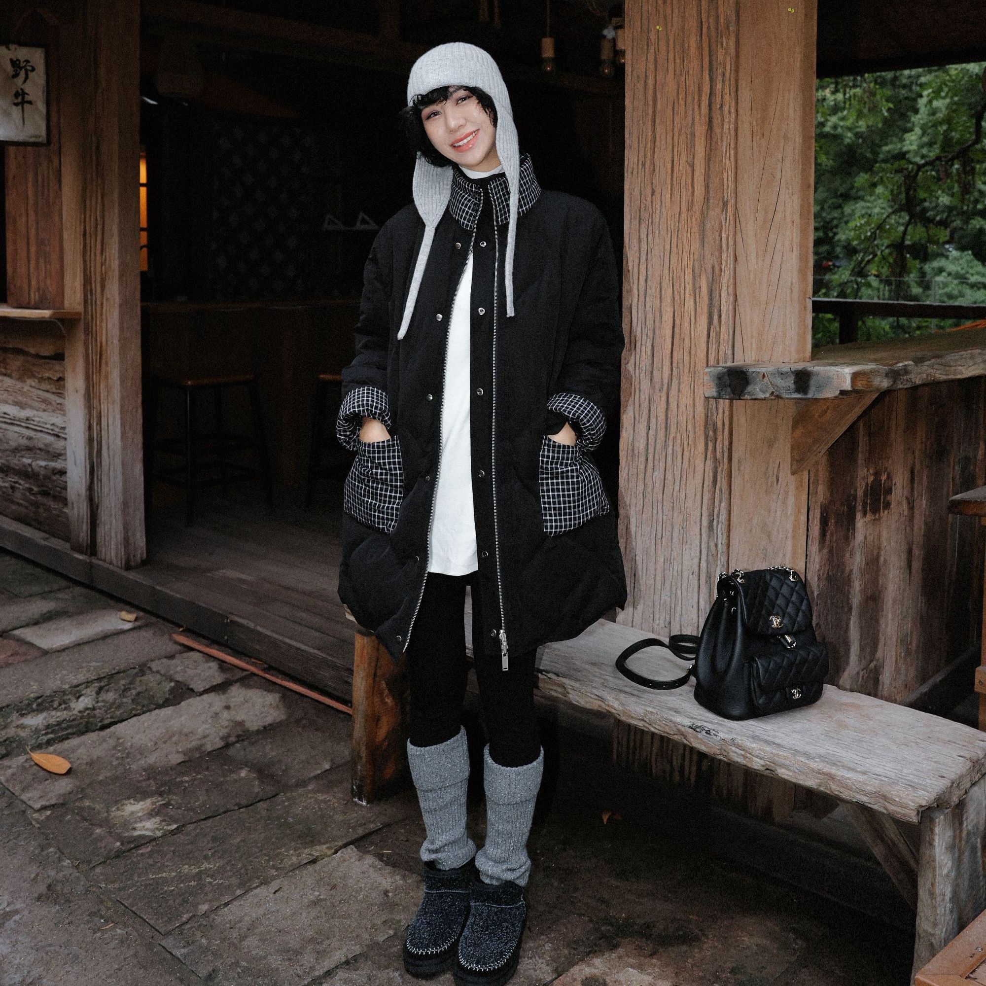 TT设计师【苍山赴雪】时尚高级感慵懒感两面穿白鹅绒羽绒服TT191521