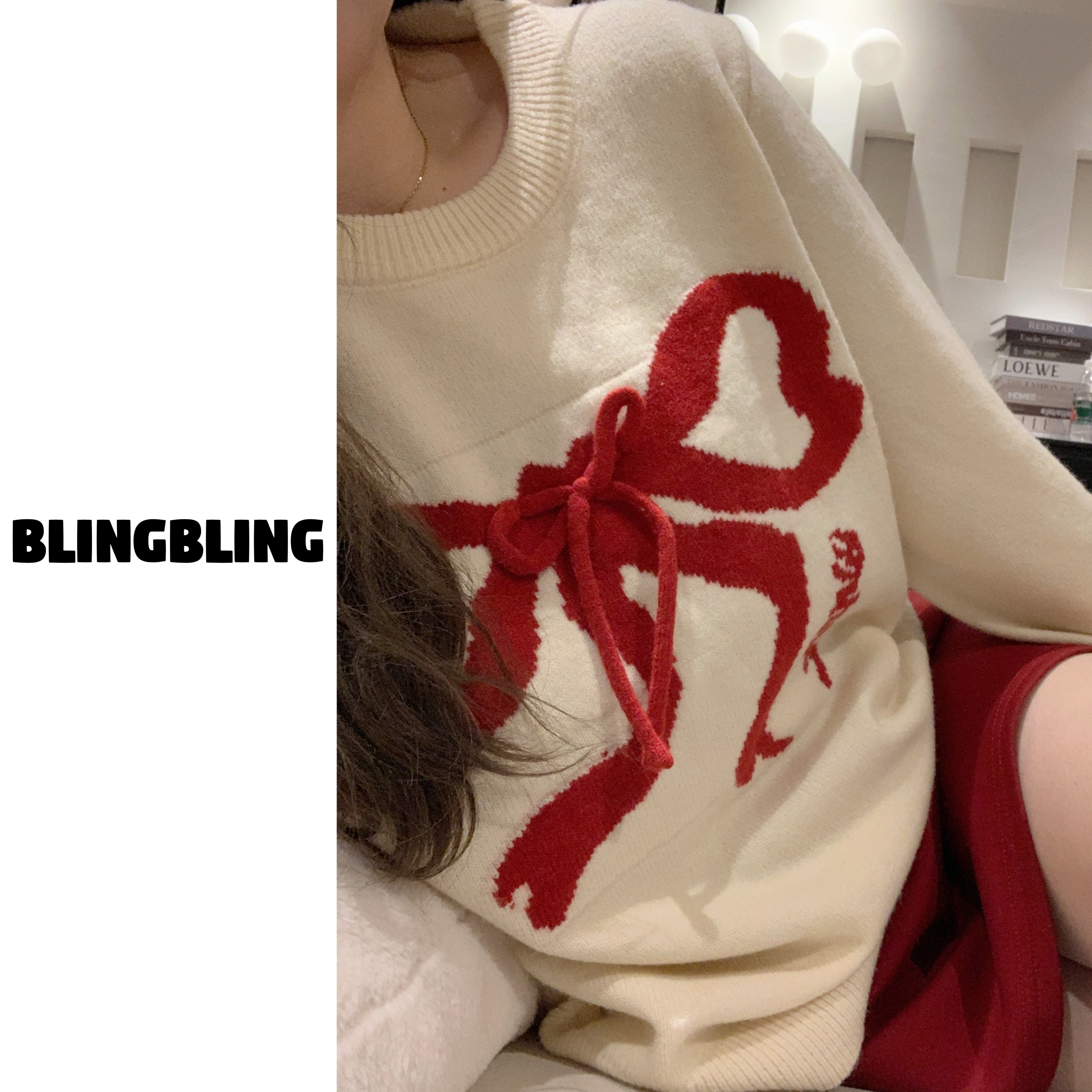 【青】唐不灵微胖《纪念日》大码女装宽松显瘦针织长袖毛衣 3752