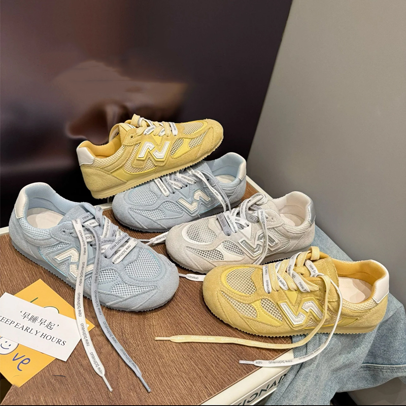 真皮透网阿甘鞋女春夏季时尚休闲薄底德训鞋2501