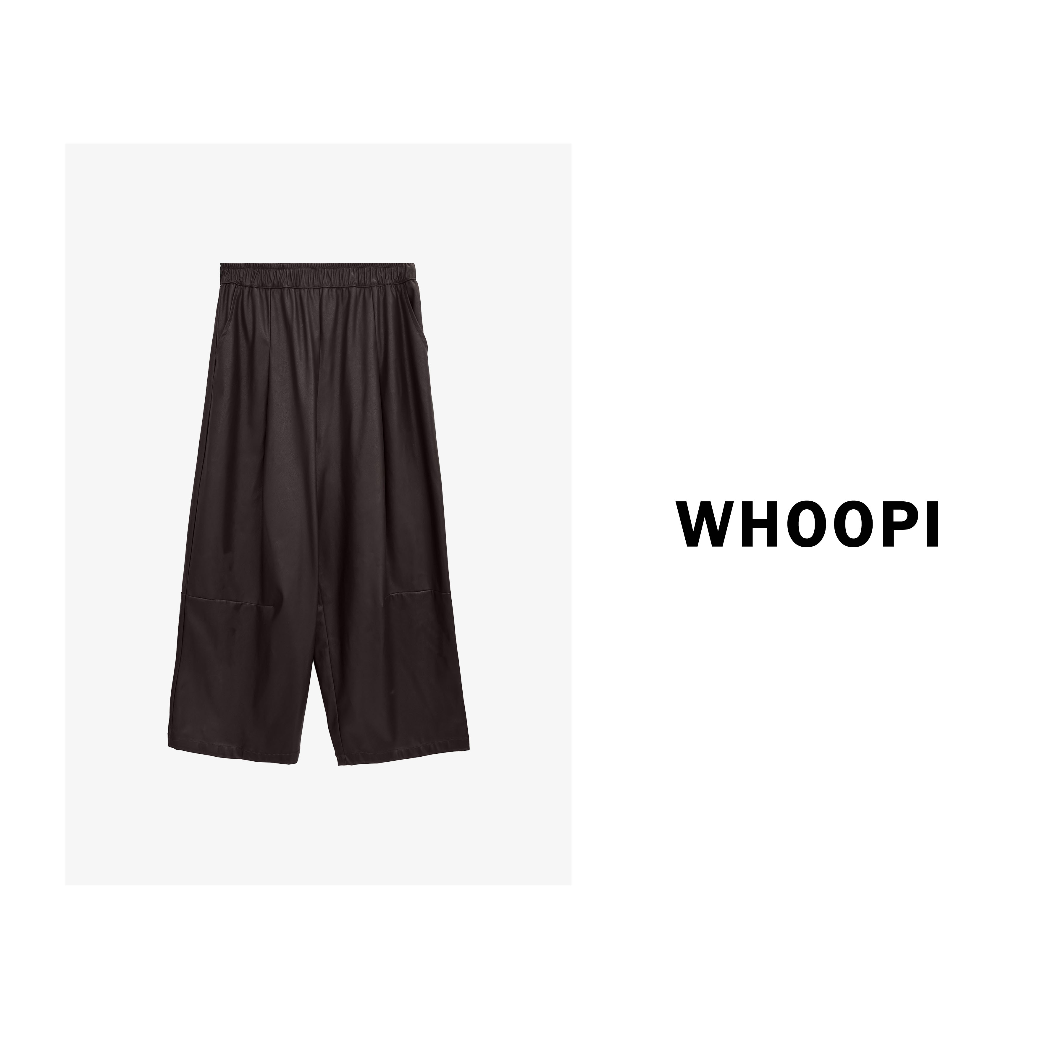 【Whoopi】松露九分皮裤 百搭气质通勤蛋白皮Q弹松紧腰皮裤