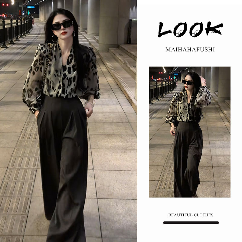 夏季一整套女装2025新款韩版洋气轻熟显瘦衬衫上衣阔腿裤两件套装