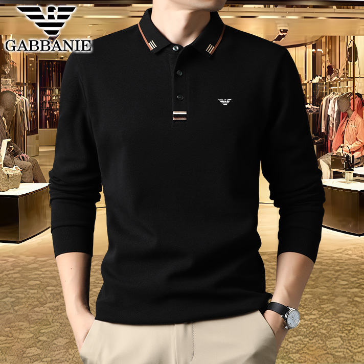 专柜正品大牌男士纯棉长袖t恤青中年男装商务万针刺绣polo衫男款