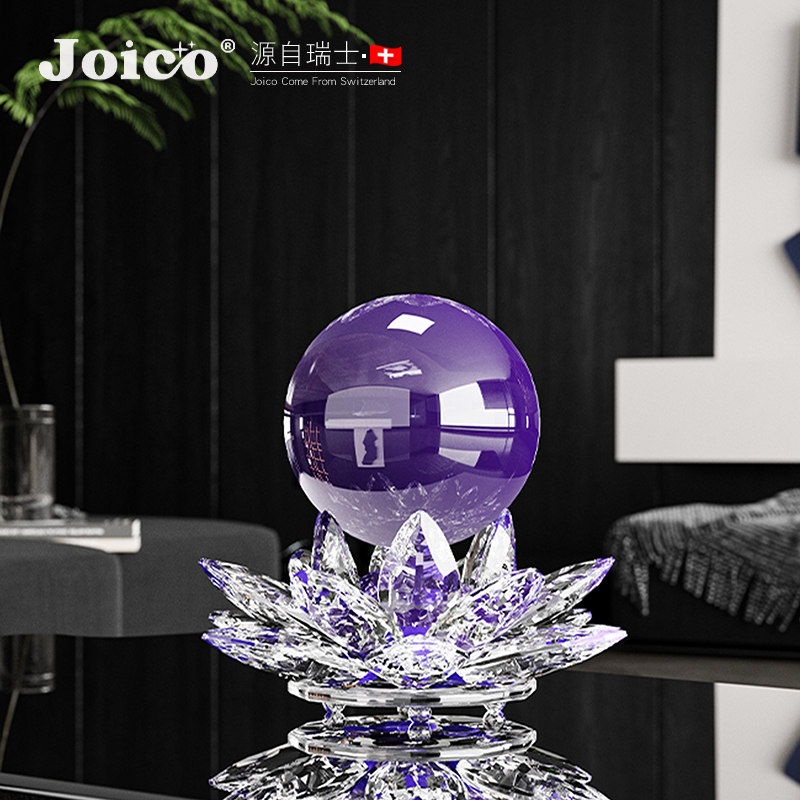joico瑞士摆件轻奢高档莲花水晶球乔迁家居入户玄关装饰品礼品