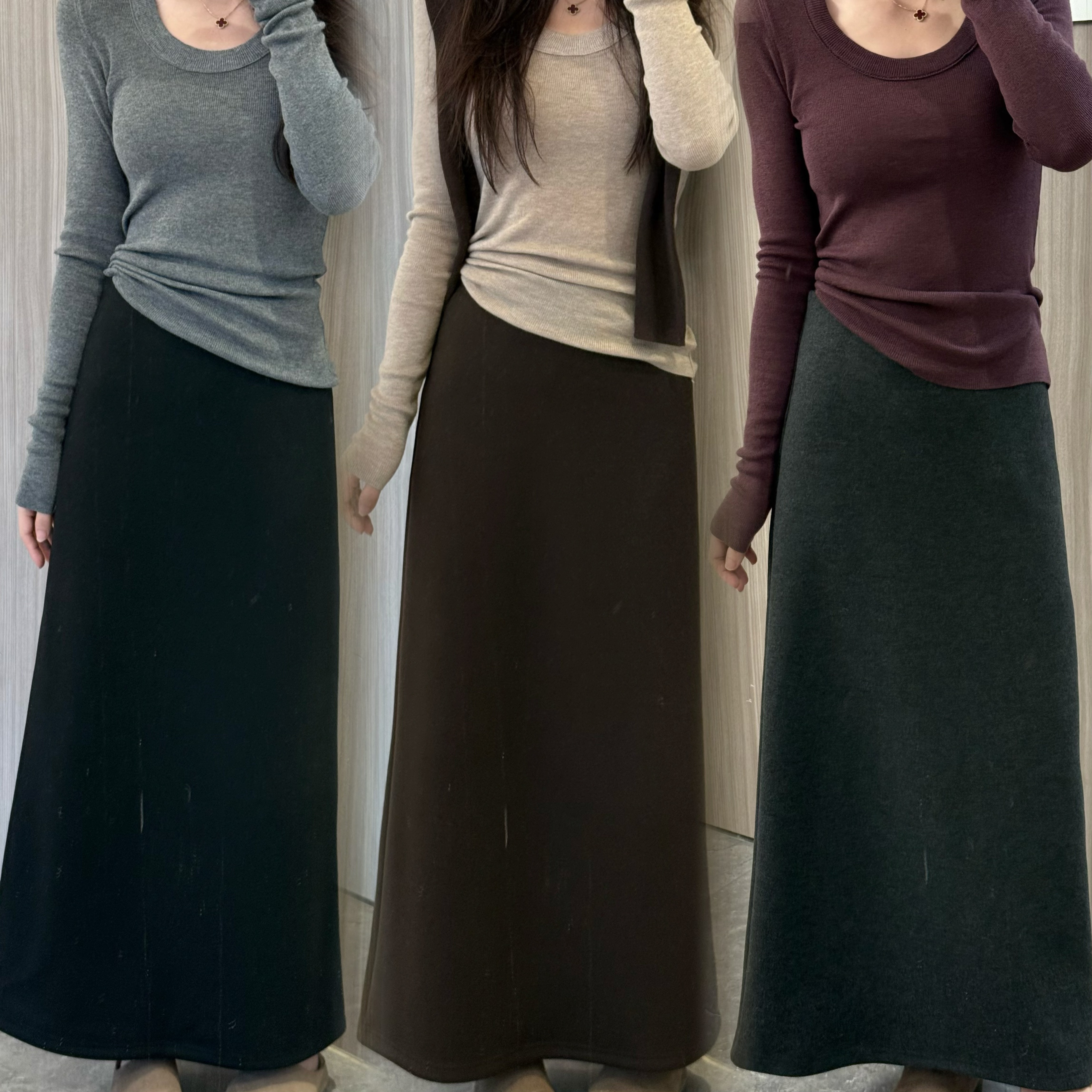 【DADI定制】秋冬加厚羊毛混纺高腰小A版毛呢半身裙