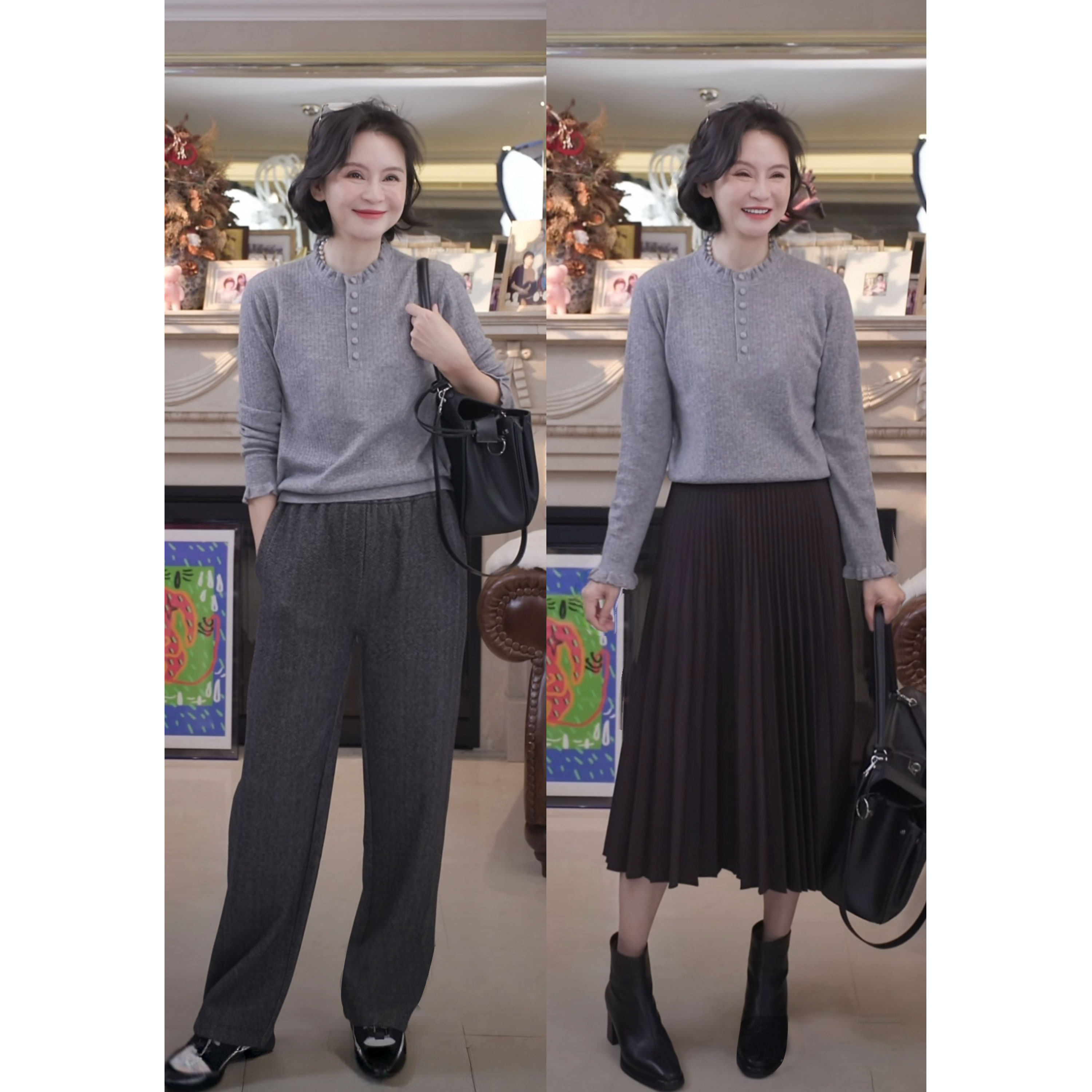 我是摩羯 贵气小香 60支及细美丽诺羊毛18针花边领秋冬针织衫