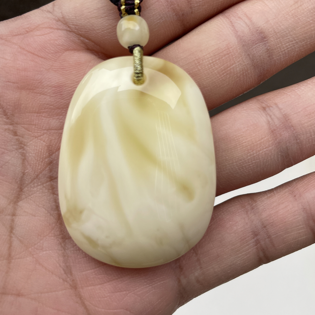 蜜蜡吊坠白蜜文玩蜜蜡溶洞蜜蜡挂坠13.46g45/34/10.9㎜