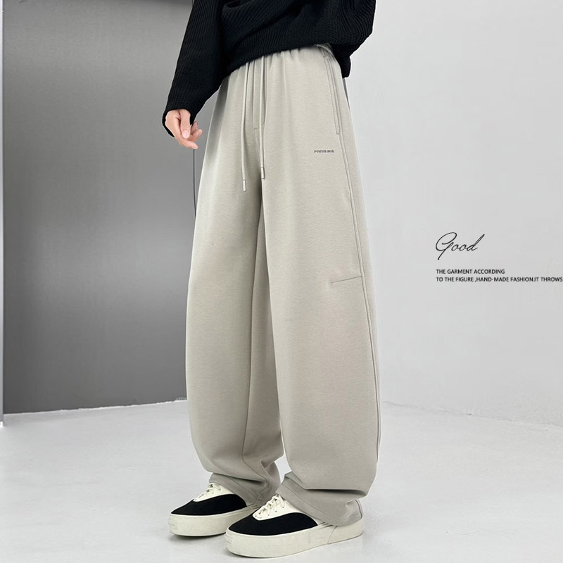 运动裤男生棉卫裤大码阔腿宽松直筒休闲长裤子春秋冬加绒厚工装肥