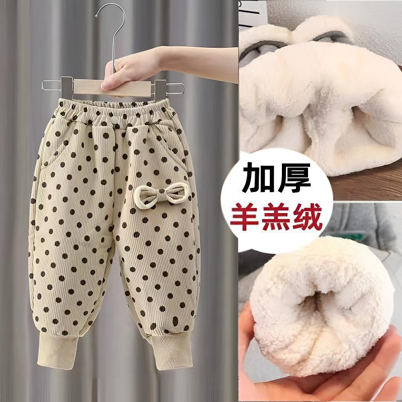 女童裤子冬装中小童女宝冬季加绒加厚羊羔绒一条可过冬保暖裤外穿