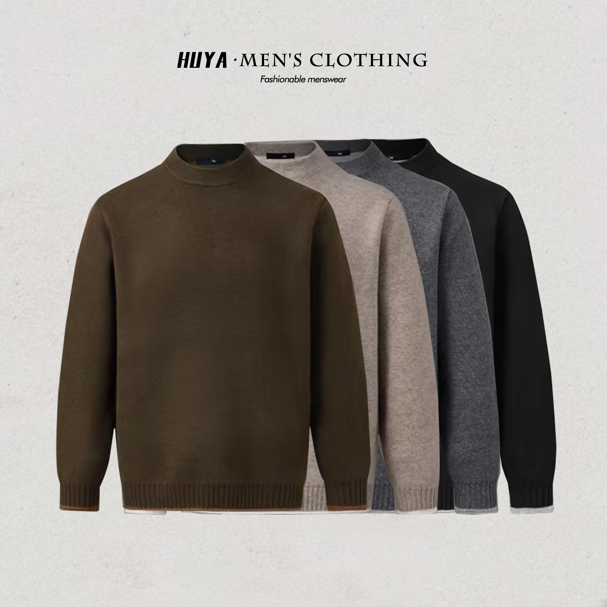 【丹丹专属】针织衫冬季男士黑色简约毛衣半高领长袖打底衫776799