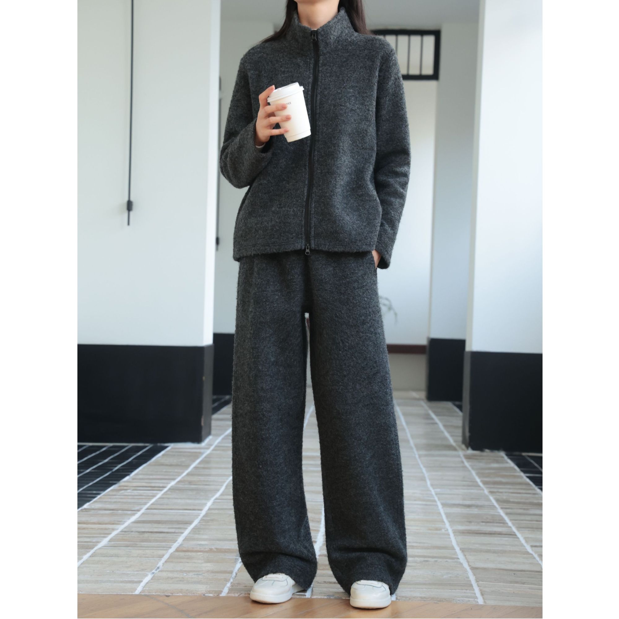 麻享【雪初晴·牦牛绒裤】秋冬极简慵懒直筒休闲裤保暖女款FSY51279