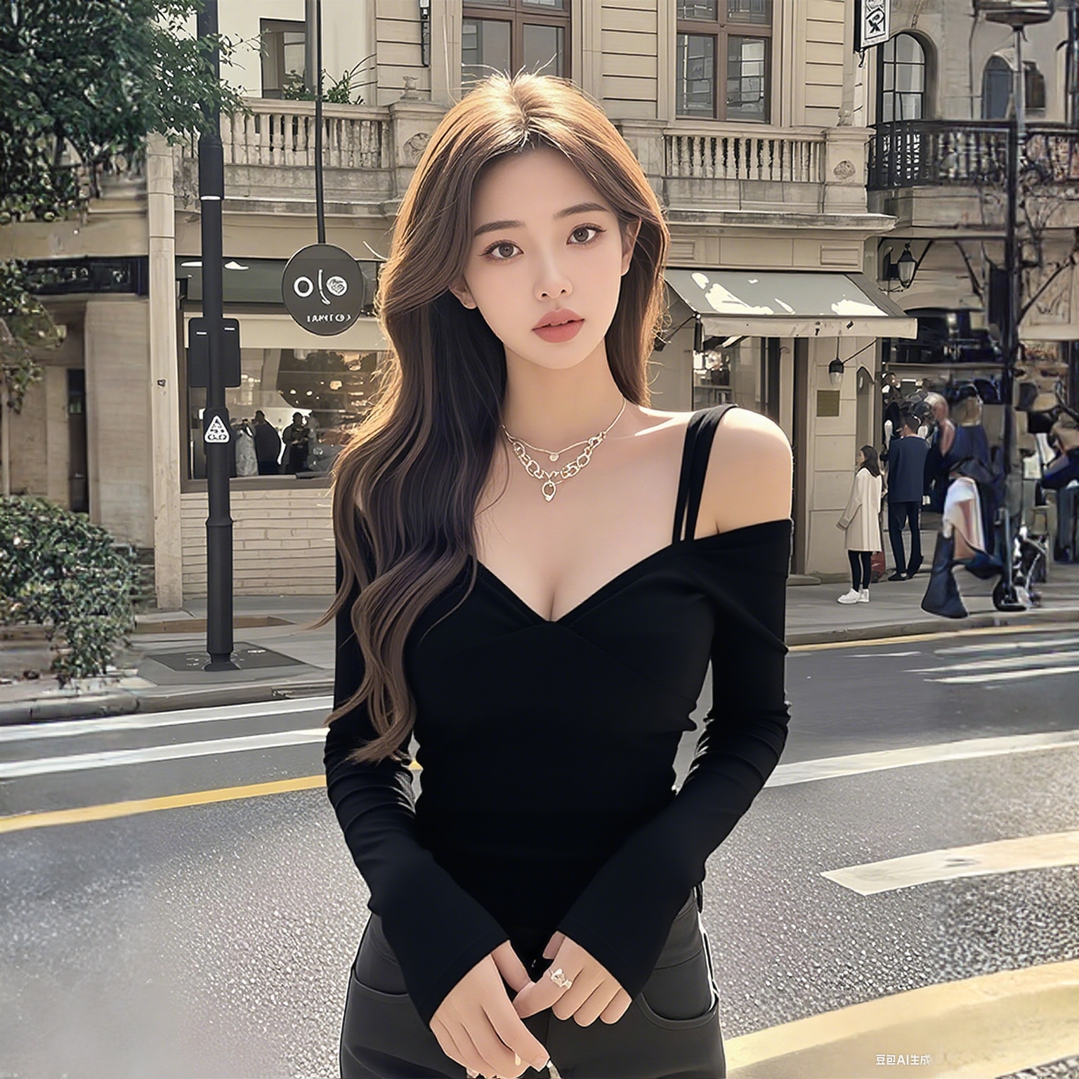 2025秋季新款黑色吊带露肩上衣纯欲风辣妹穿搭收腰显瘦紧身T恤女