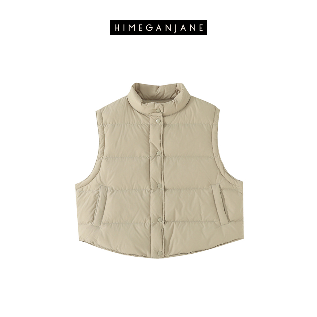 HIMEGANJANE 万年经典小立领轻便纯色90白鸭绒保暖羽绒马甲10528