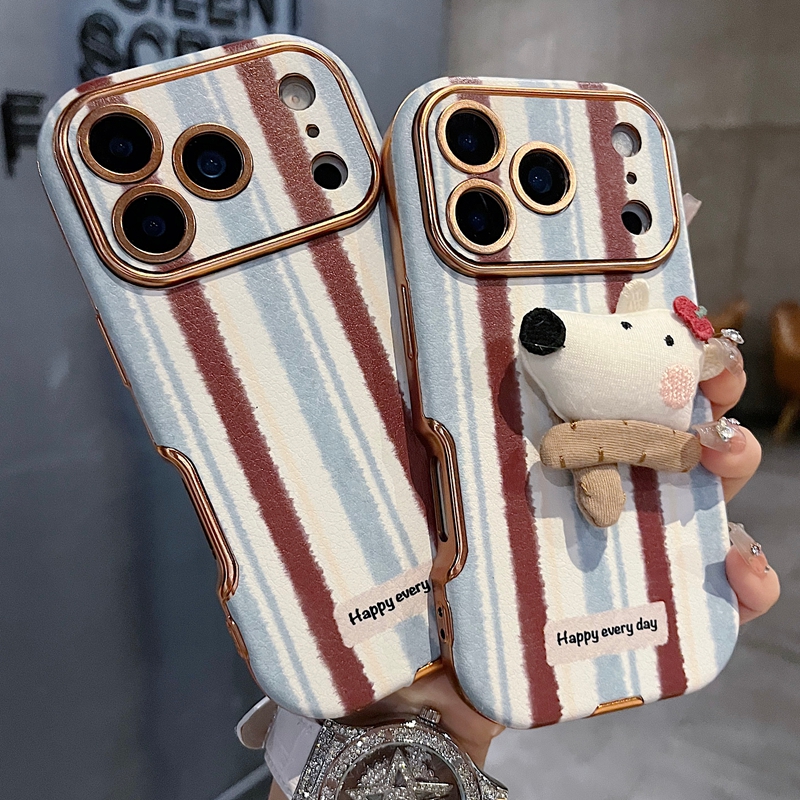 适用苹果系列iPhone17新款手机壳时尚感大视窗蓝格纹全包精孔镜框