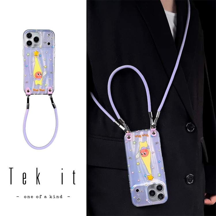 ins紫色高帽持剑星星人适用iPhone17promax手机壳16pro手提15pro