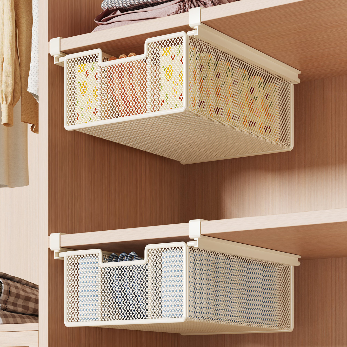 袜子收纳盒下挂抽屉式衣柜分层收纳神器拉篮储物盒内衣内裤整理盒