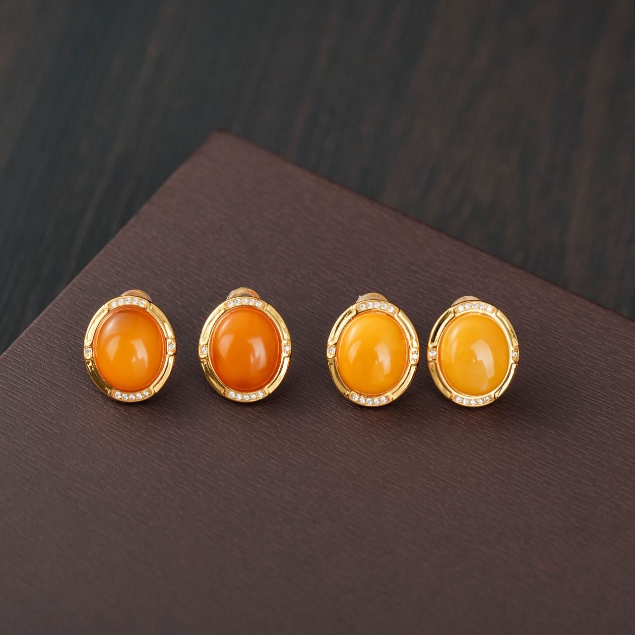 【云上叙】S925银蜜蜡耳钉-多样性发其一-12*9.5mm-V76323-M（甄选）