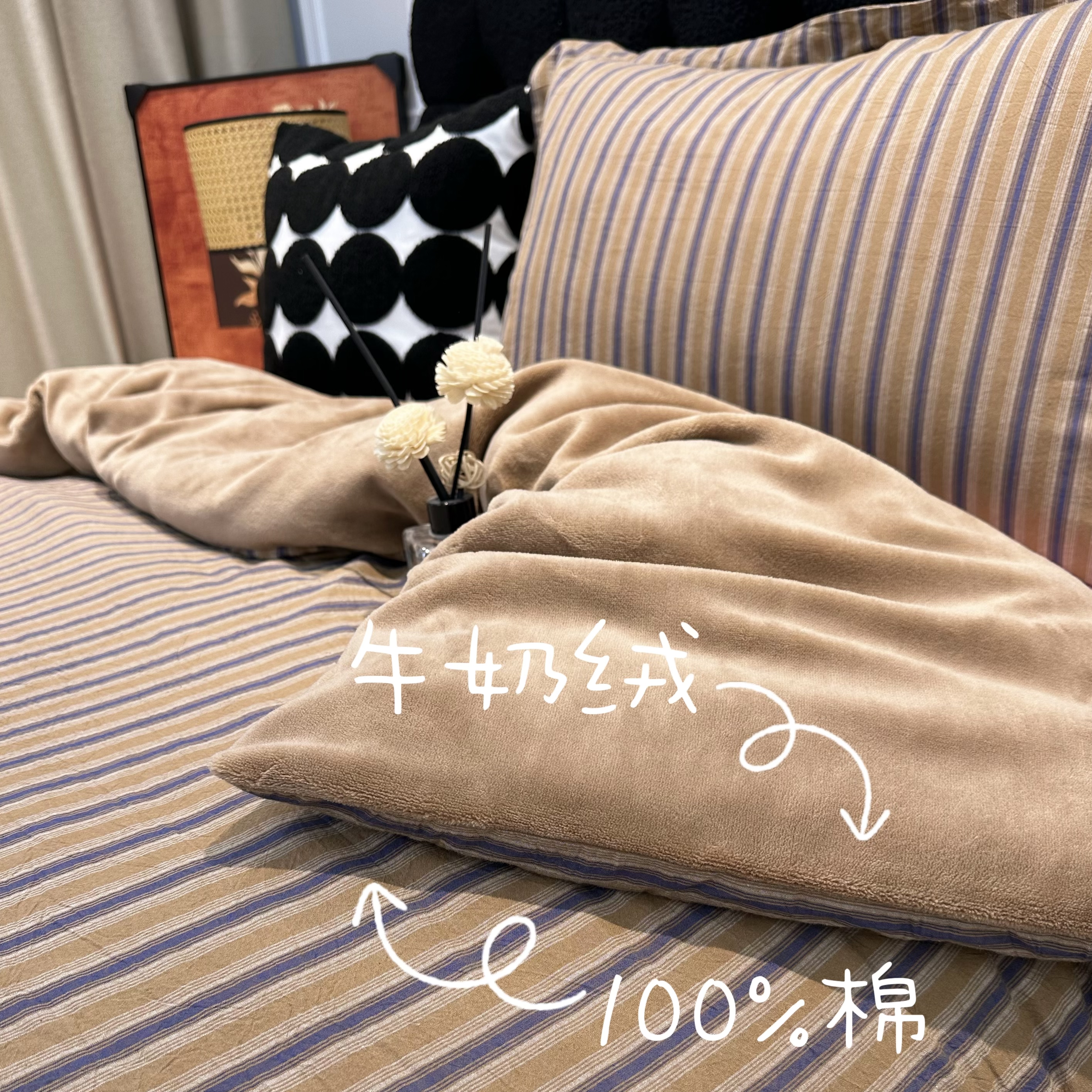 【被套 全棉加绒】冬季款A全棉B牛奶绒被套单件一面绒一面棉被罩