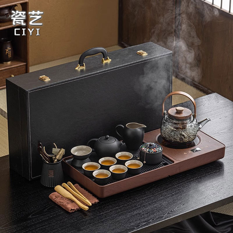 功夫茶具套装新款家用客厅办公室茶盘一体泡茶烧水煮茶壶轻奢高档