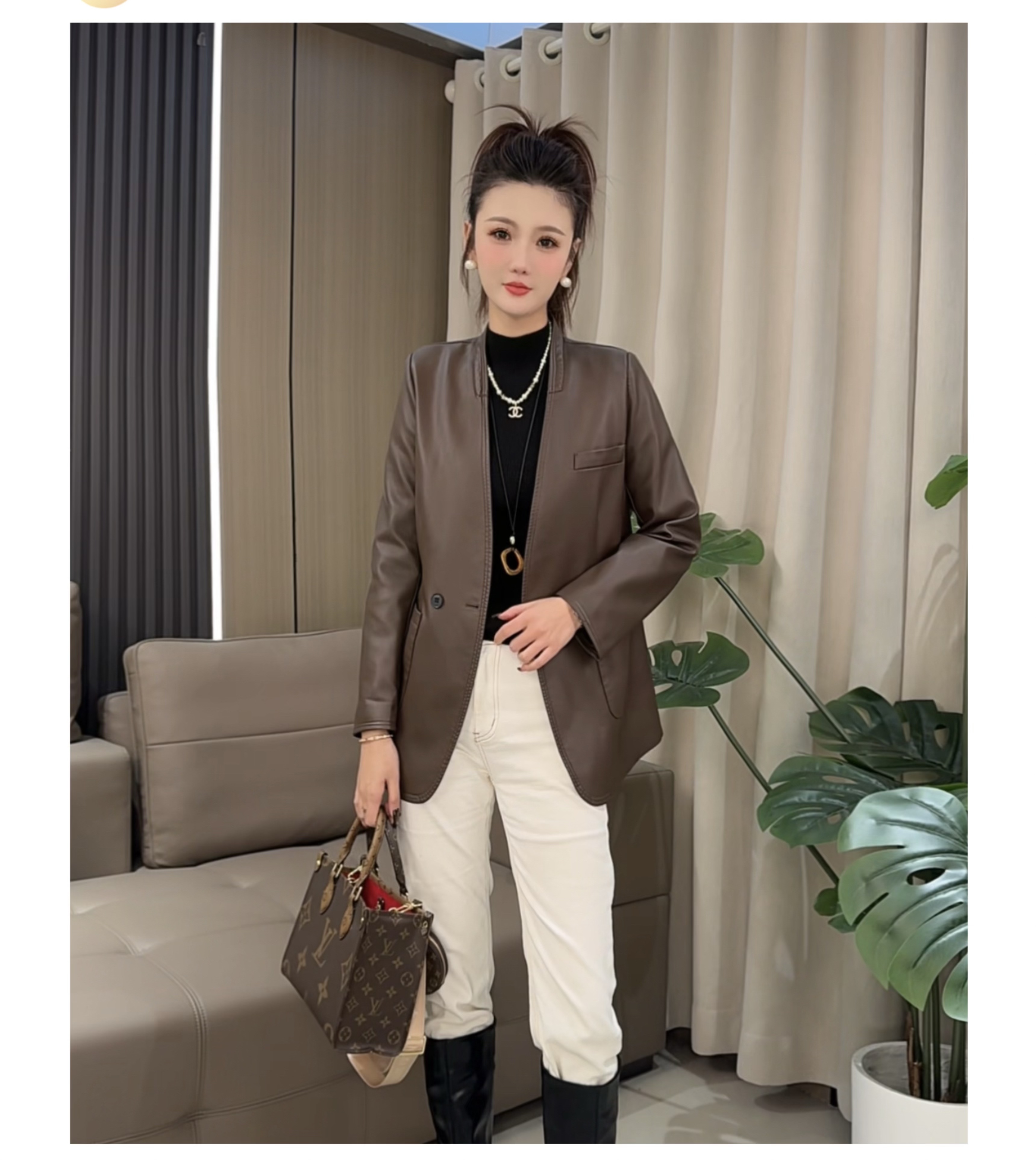 2026早春新款中长款皮衣网红女外套高级感轻奢百搭皮衣皮西服