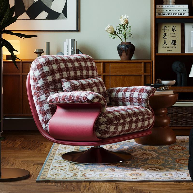 简约风古风客厅沙发椅美式阳台卧室懒人可旋转休闲椅设计师款