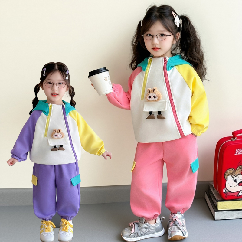 女童套装秋装2025新款超好看儿童卫衣裤子秋季女宝宝春秋运动上衣
