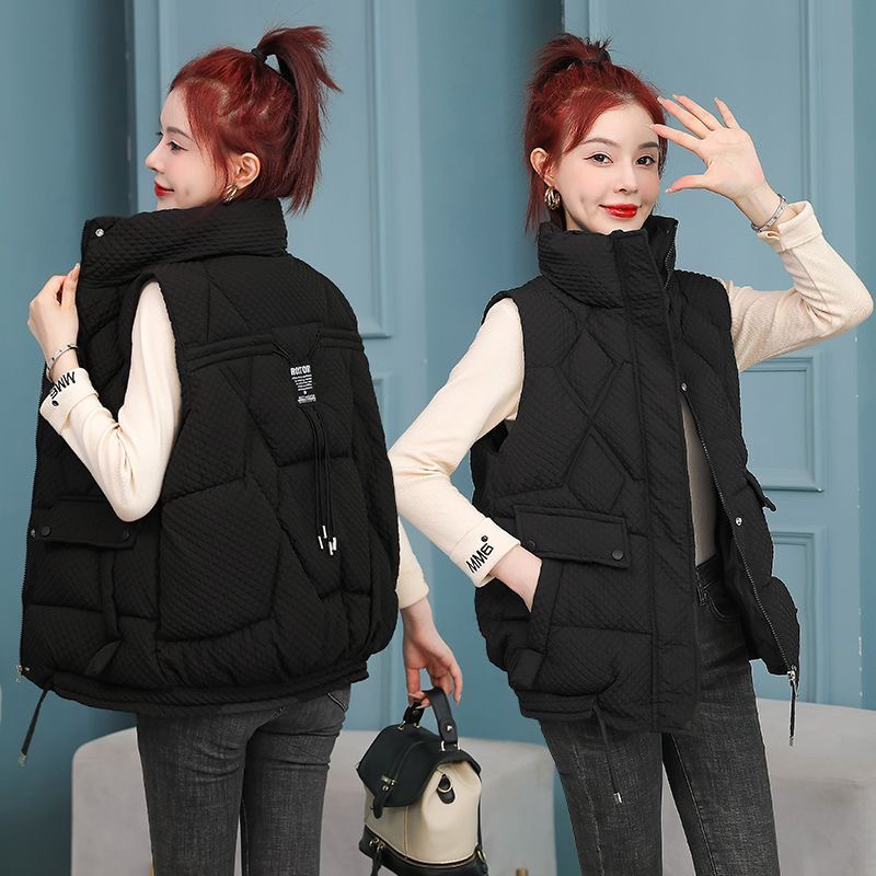 秋冬季立领宽松马夹外穿女厚款无袖简约风马甲女显瘦时尚百搭