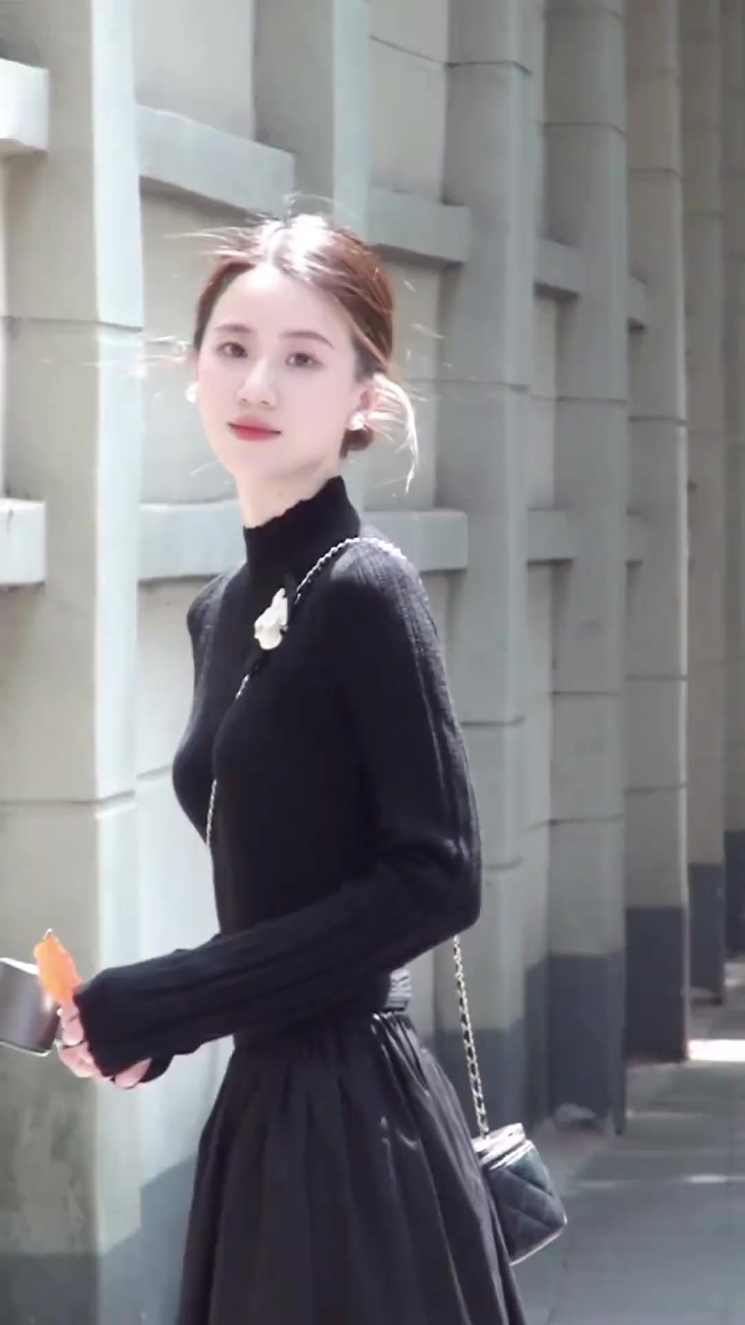 秋季穿搭一整套女氛围感高领针织上衣搭配半身裙气质显瘦套装女潮