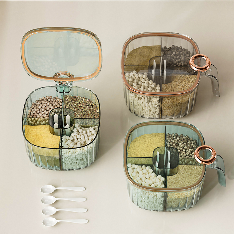 厨房调料罐组合套装家用厨房用品盐糖味精五格透明一体多格调味盒