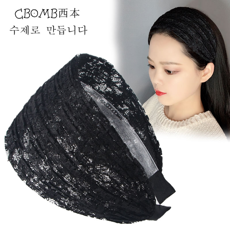 发箍宽边蕾丝发卡遮白发头箍压发防滑发带女网红发夹洗脸头箍头饰