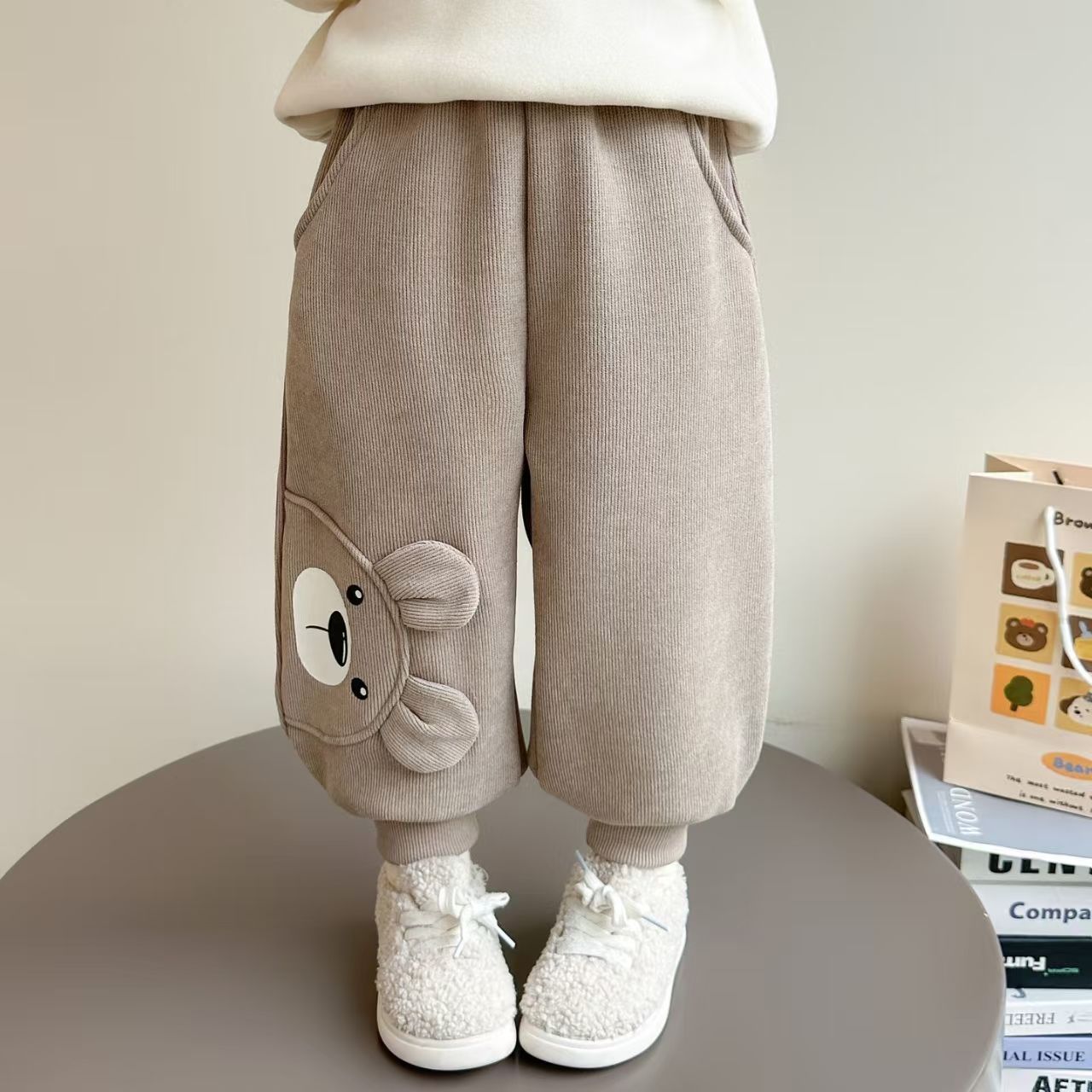 女童加绒裤子秋冬款一体绒2025新款童装儿童加厚条绒裤女宝宝冬装