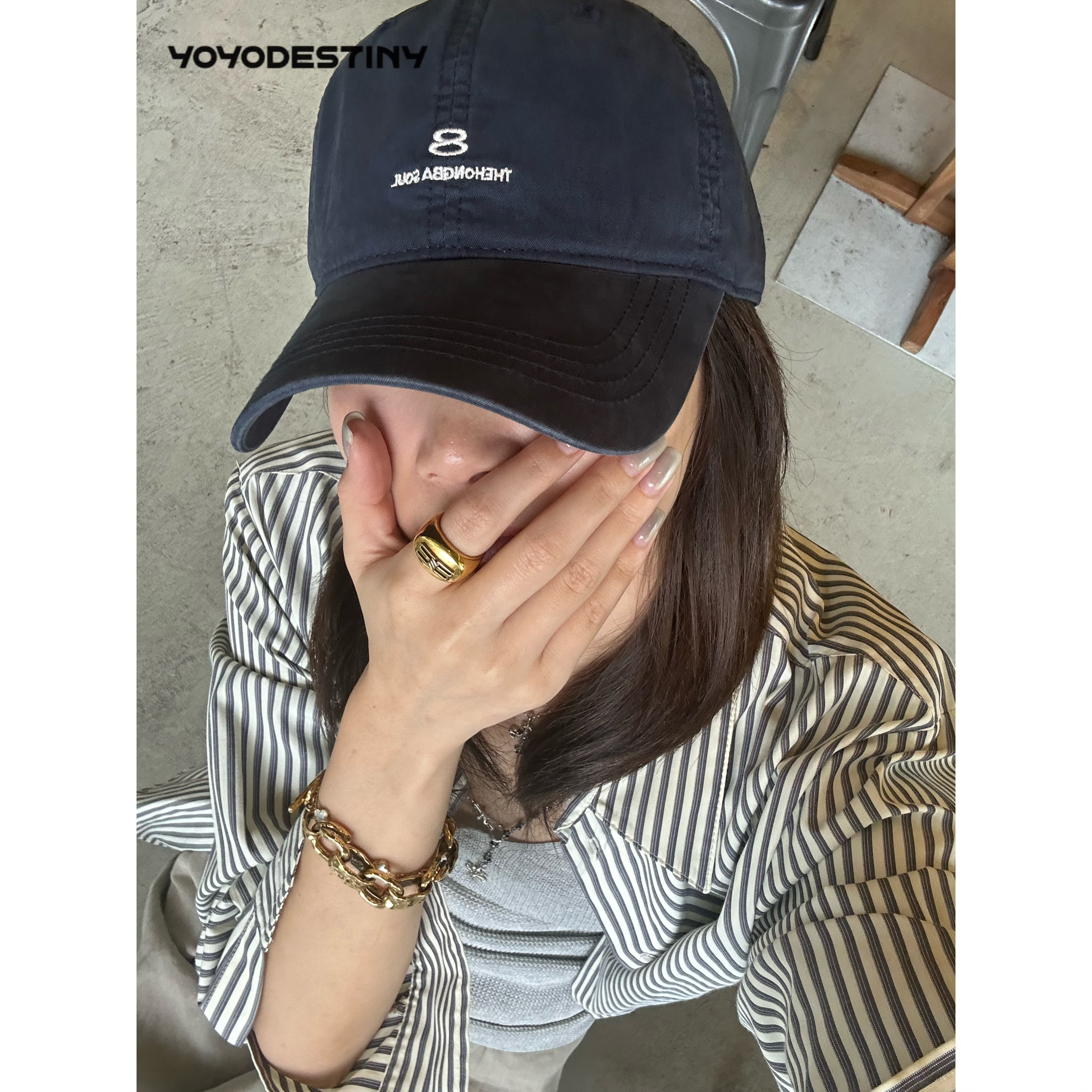 YOYO DESTINY日常好戴的）高级感显脸小8加大加深棒球帽水洗鸭舌帽