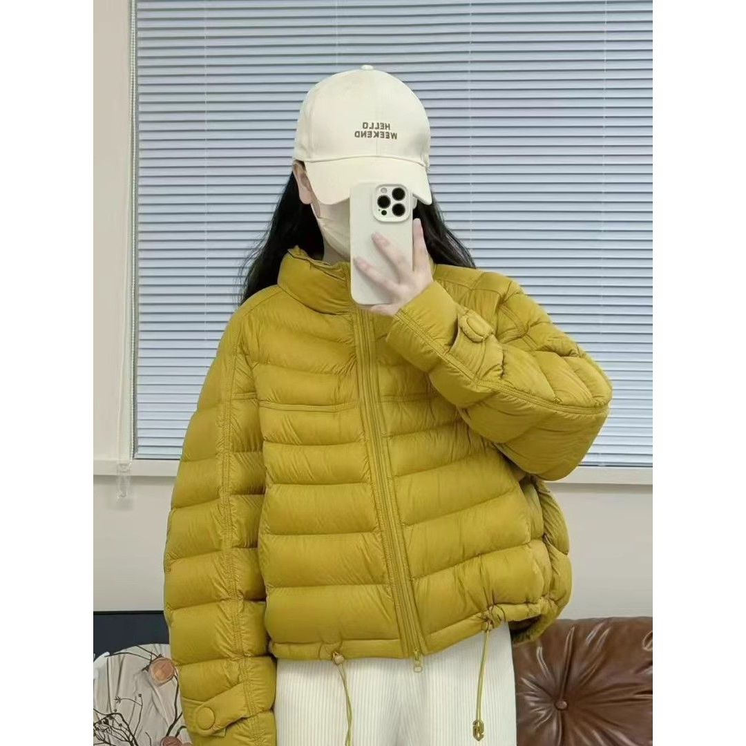 90白鸭绒羽绒服2025新款排骨立领冬季短款小个子爆款宽松轻薄外套