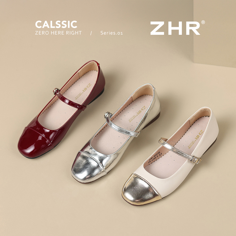 ZHR玛丽珍女鞋法式单鞋妈妈鞋秋季复古浅口真皮鞋子女ins潮牌百搭